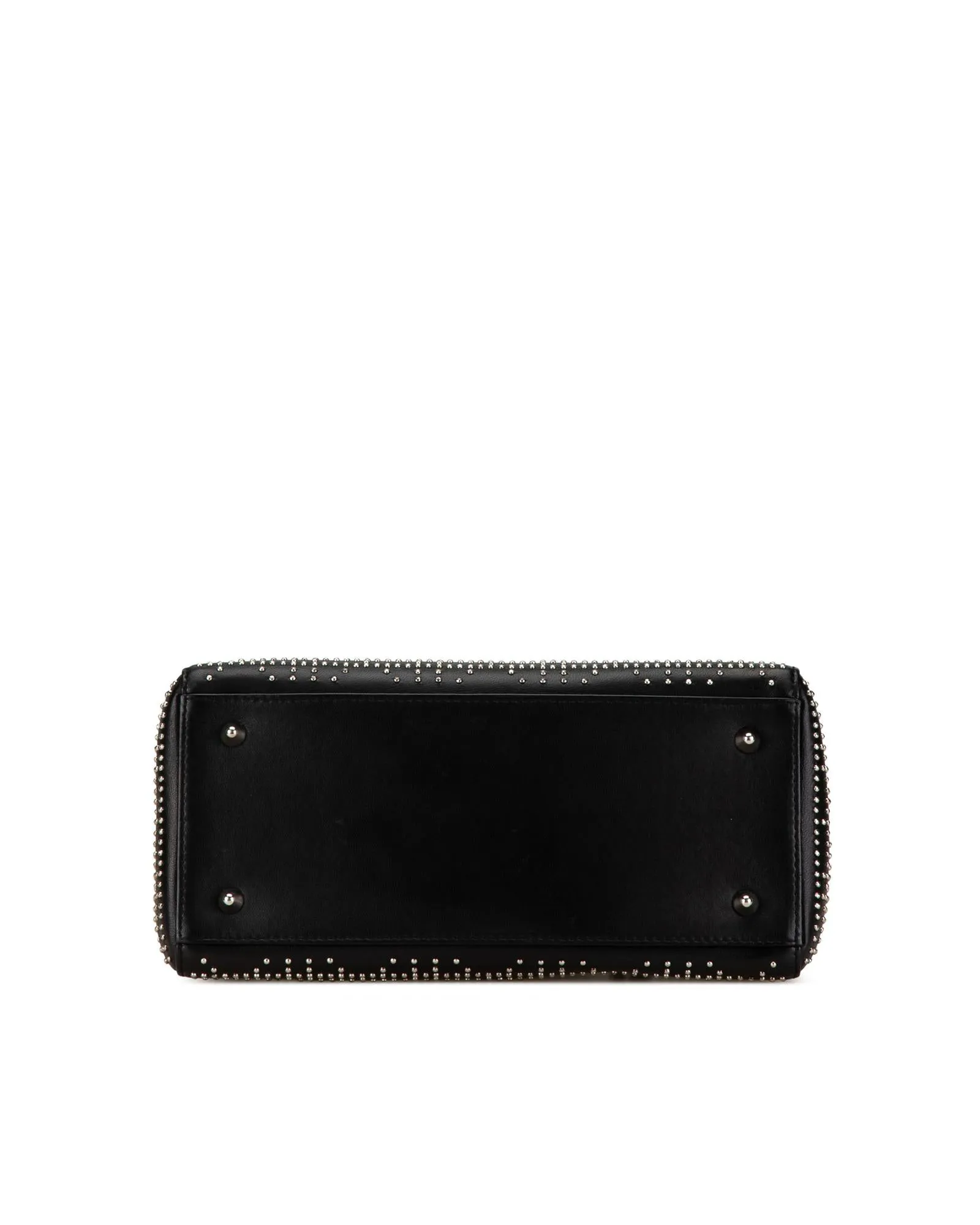 Medium Studded Lambskin Leather Bag with Top Handles and Detachable Strap