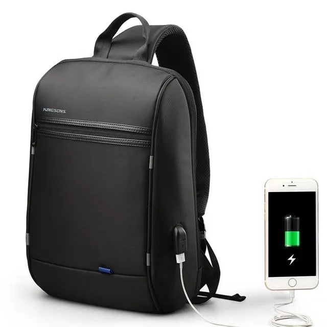 Men's Small Single Shoulder Anti-Theft 13" Laptop Backpack with USB Charging