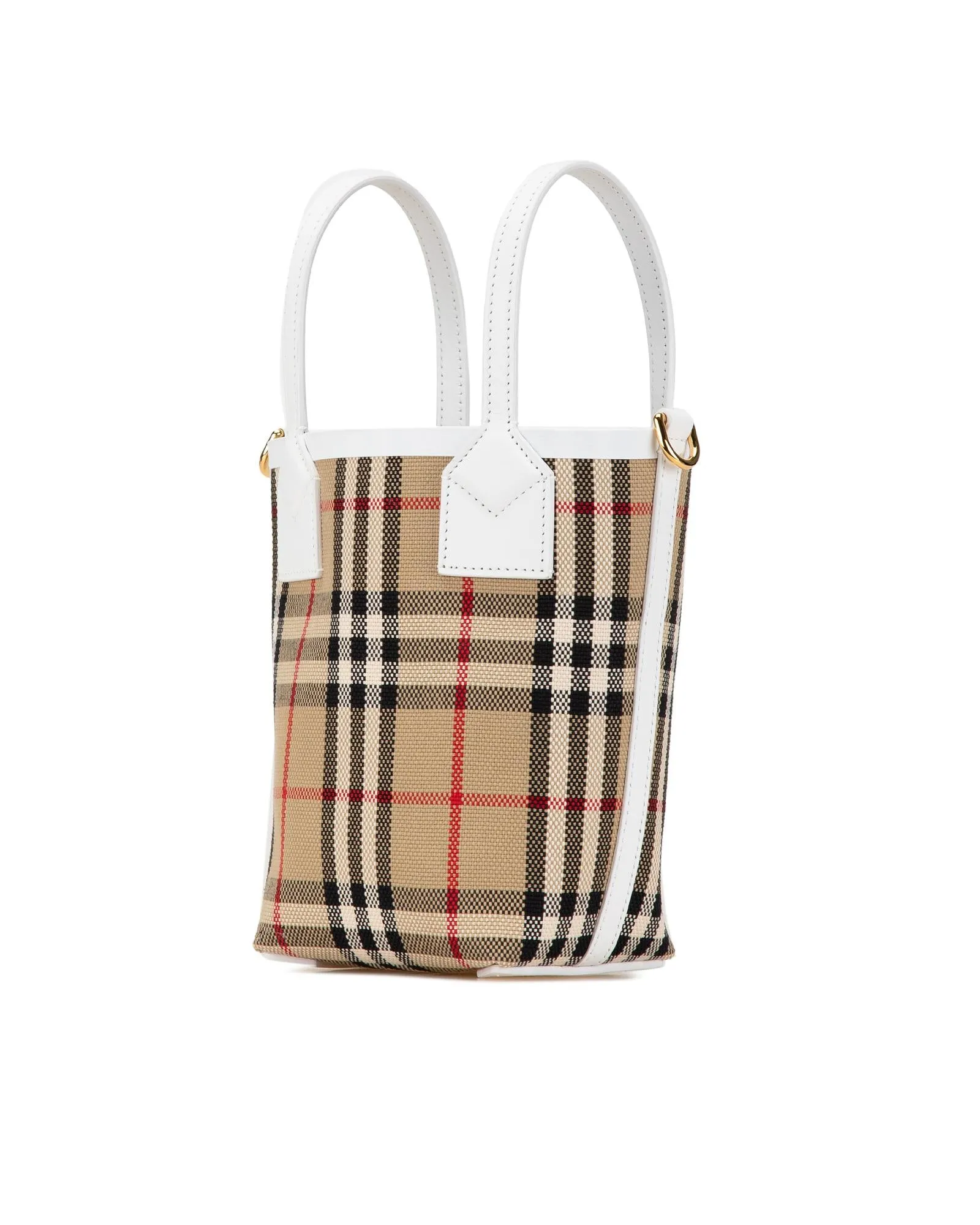 Mini Canvas Tote with Leather Trim and Shoulder Strap