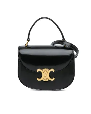 Mini Shiny Leather Besace Clea Satchel with Detachable Strap