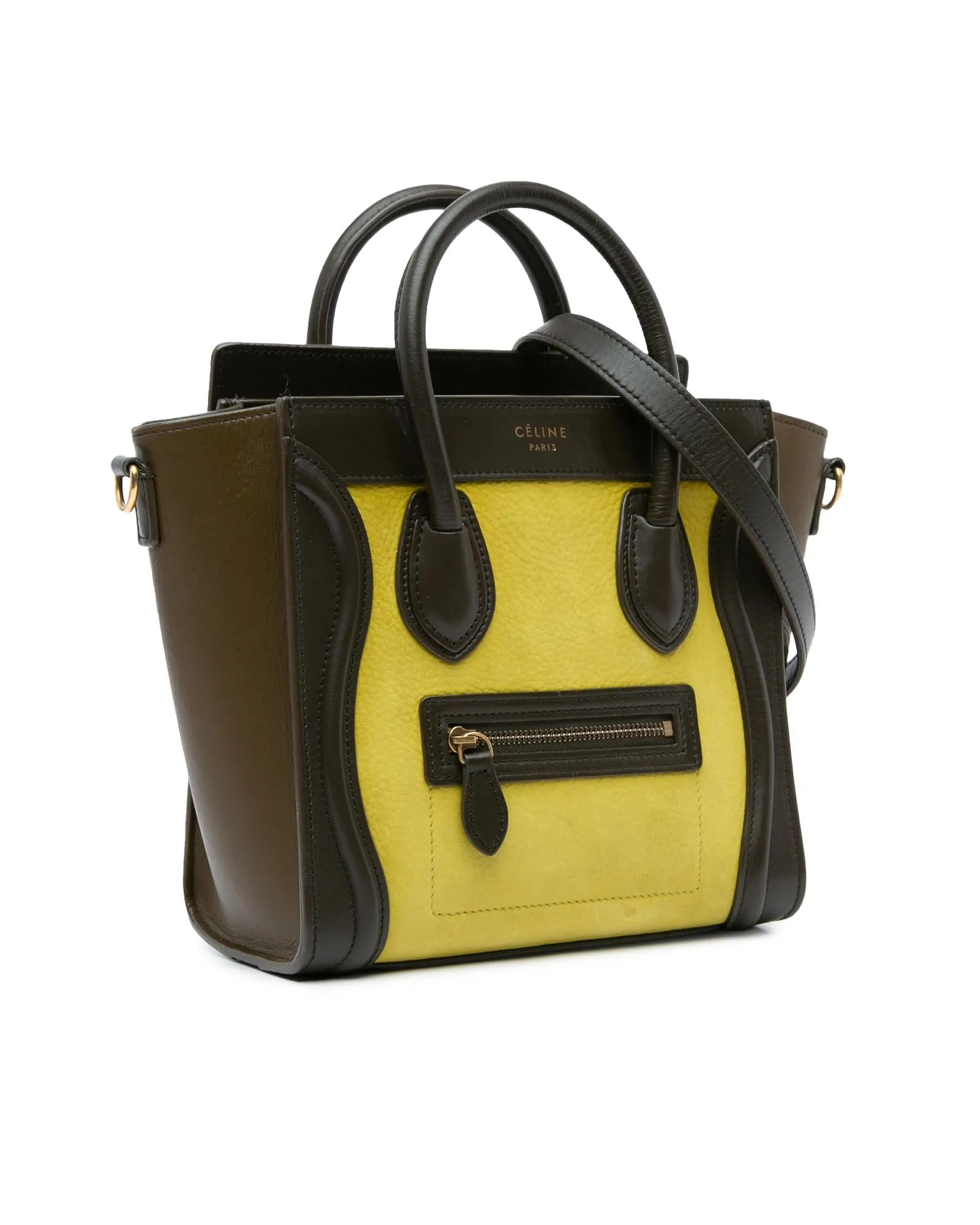 Nano Nubuck and Calfskin Luggage Tote with Detachable Strap