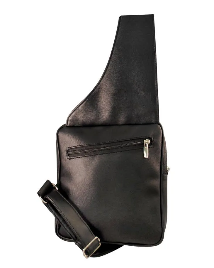 Patrick Cowhide Leather Black Sling Bag With Phone Holder