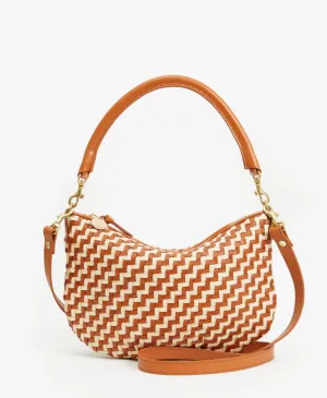 Petit Moyen Messenger in Natural & Cream Woven Zig-Z