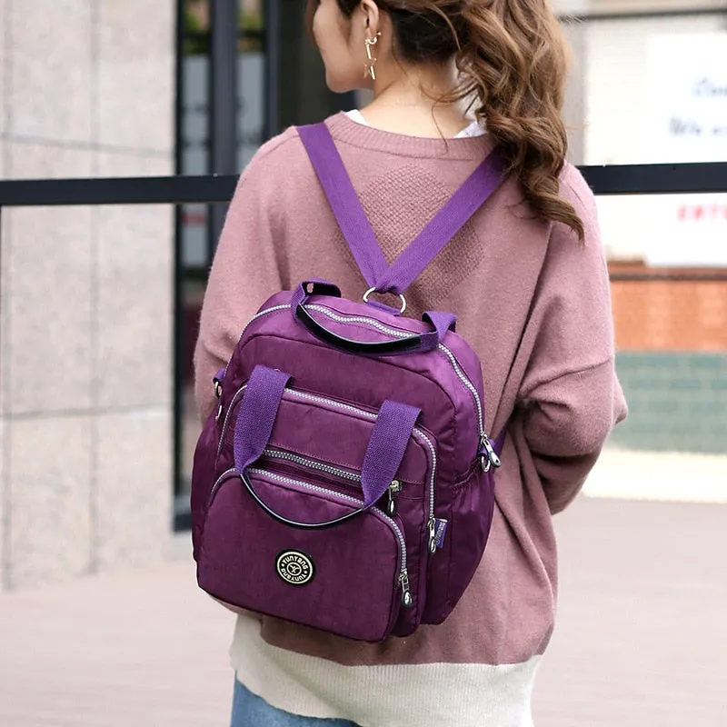 Purpdrank - New Multifunction Women Handbag and Back Bags Waterproof Nylon Fashion Female messenger bag Laptop Back pack Girls School Bags