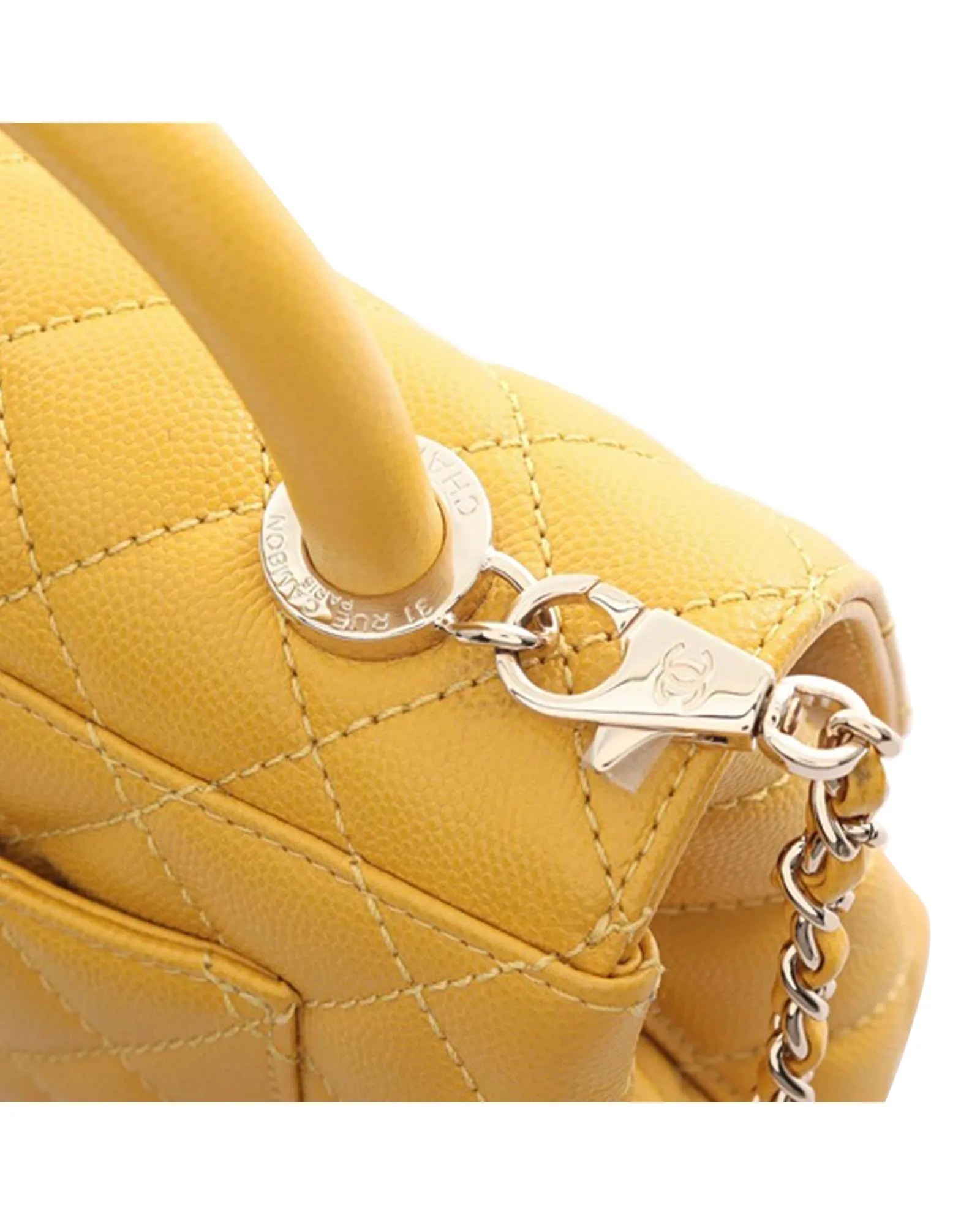 Quilted Leather Top Handle Satchel with Chain Shoulder Strap