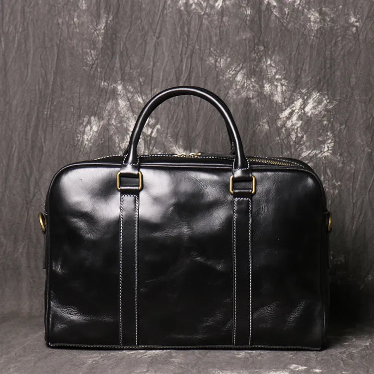 Retro Crazy Horse Leather Business Briefcase J1071