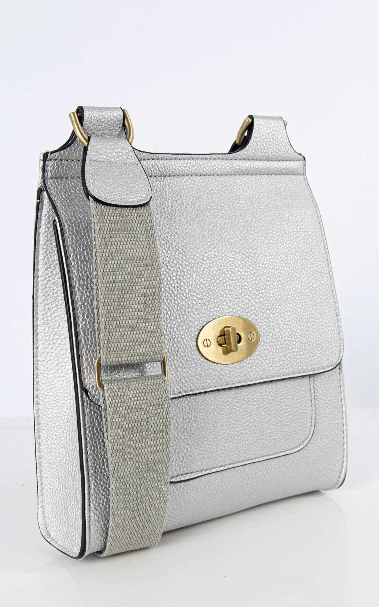 Silver  Messenger Bag