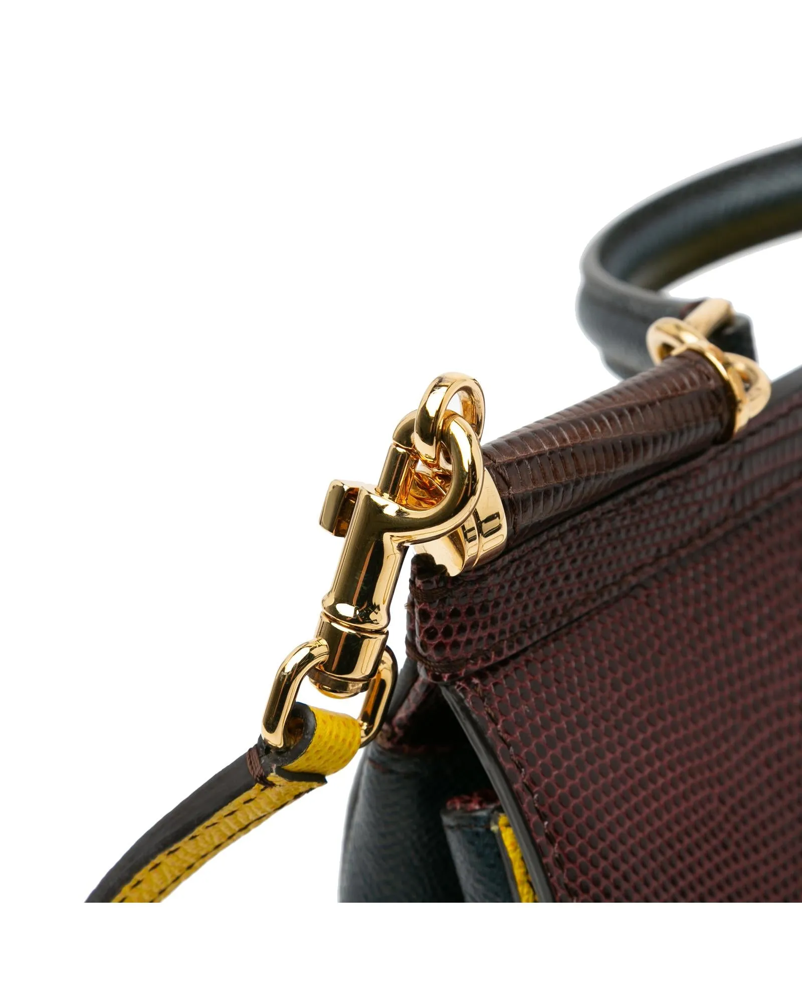 Small Embossed Calfskin Satchel with Detachable Strap