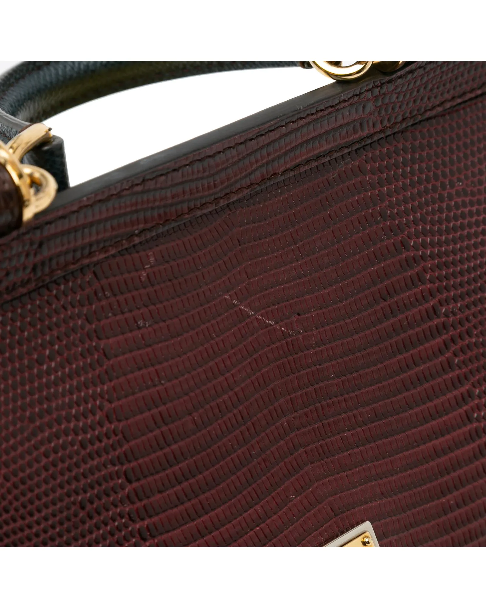 Small Embossed Calfskin Satchel with Detachable Strap