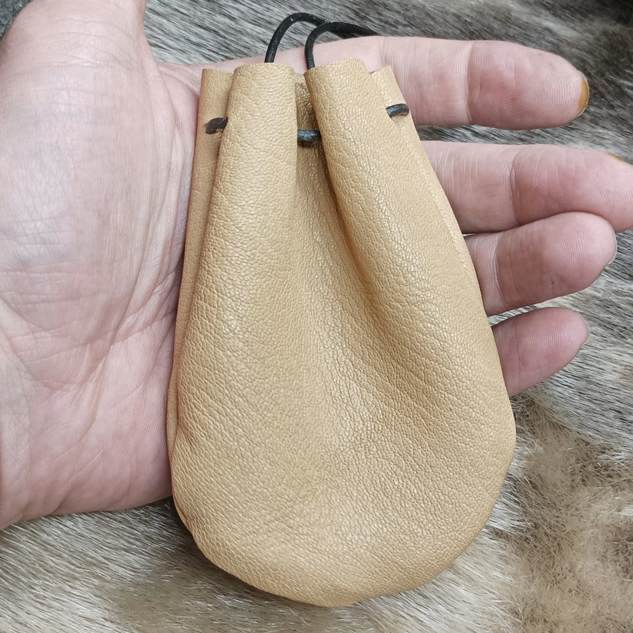 Small Leather Draw String Pouch