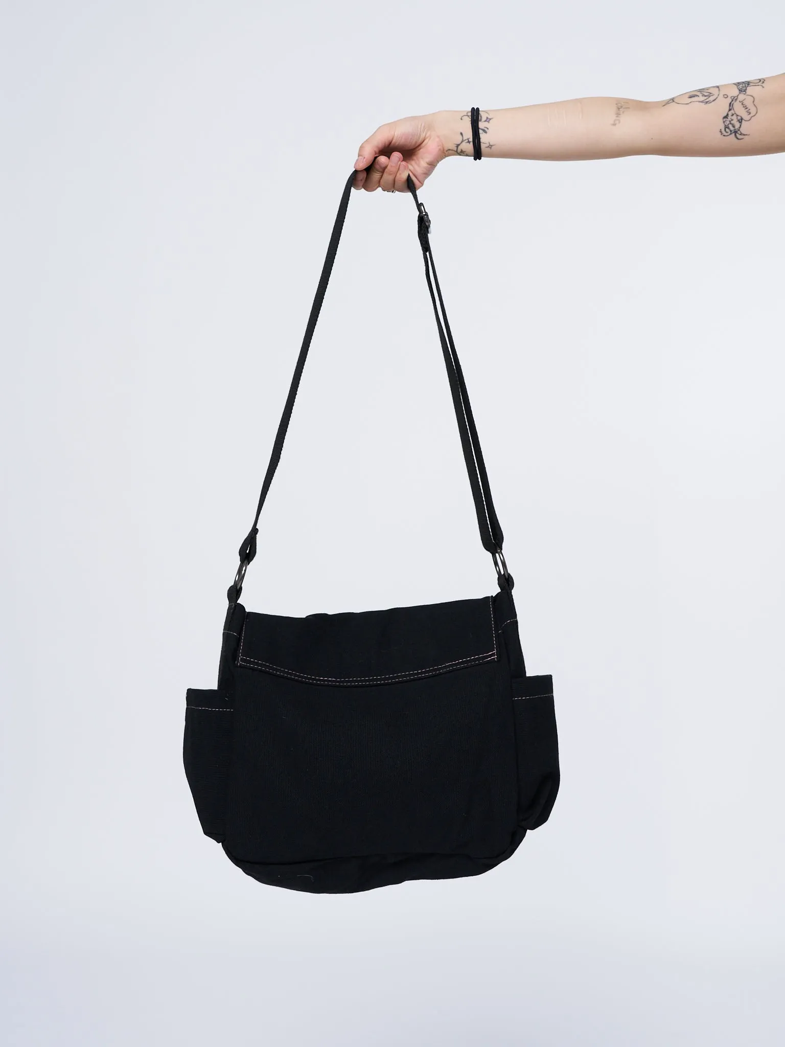 Super Star Black Canvas Messenger Bag