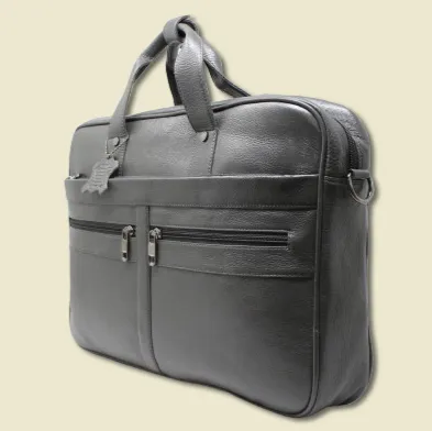 Taha 2 pocket Genuine Leather Grey Laptop Bag