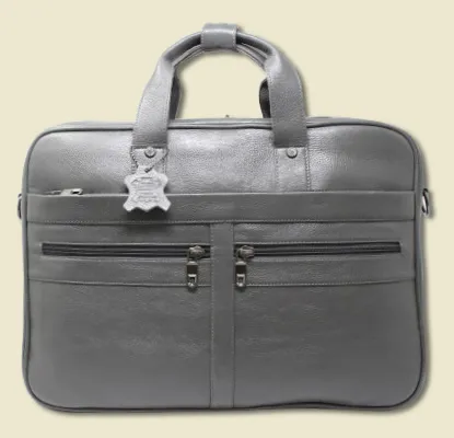 Taha 2 pocket Genuine Leather Grey Laptop Bag