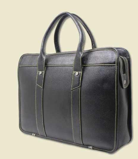 Taha Boxy Genuine Leather Black Laptop Bag