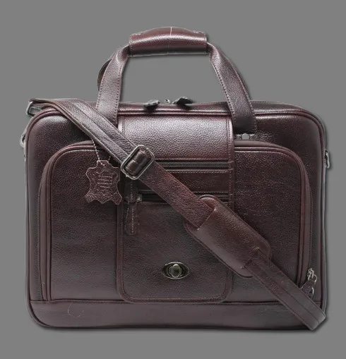 Taha Front Flap Genuine Leather Brown Laptop Bag