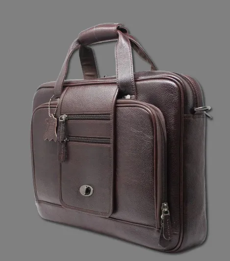 Taha Front Flap Genuine Leather Brown Laptop Bag