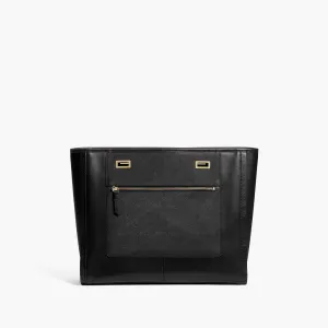 The Seville Prima Shell - Nappa & Saffiano Leather - Black / Gold / Black