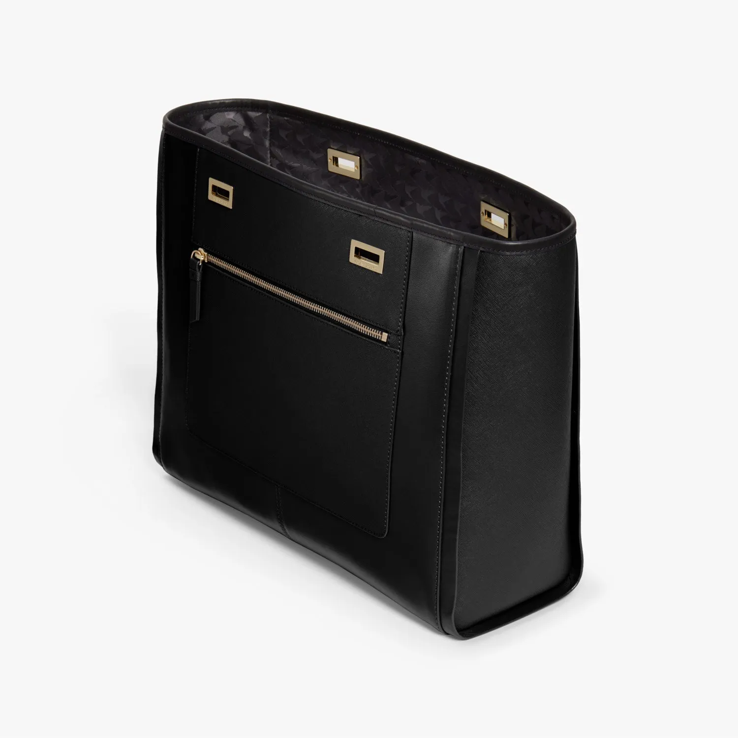 The Seville Prima Shell - Nappa & Saffiano Leather - Black / Gold / Black