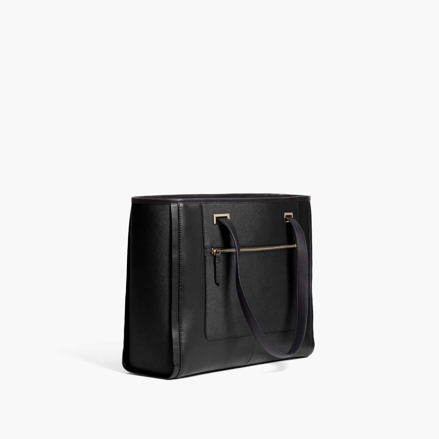 The Seville Prima Tote - Nappa & Saffiano Leather - Black / Gold / Grey