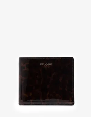 Tortoiseshell Print Patent Leather Billfold Wallet