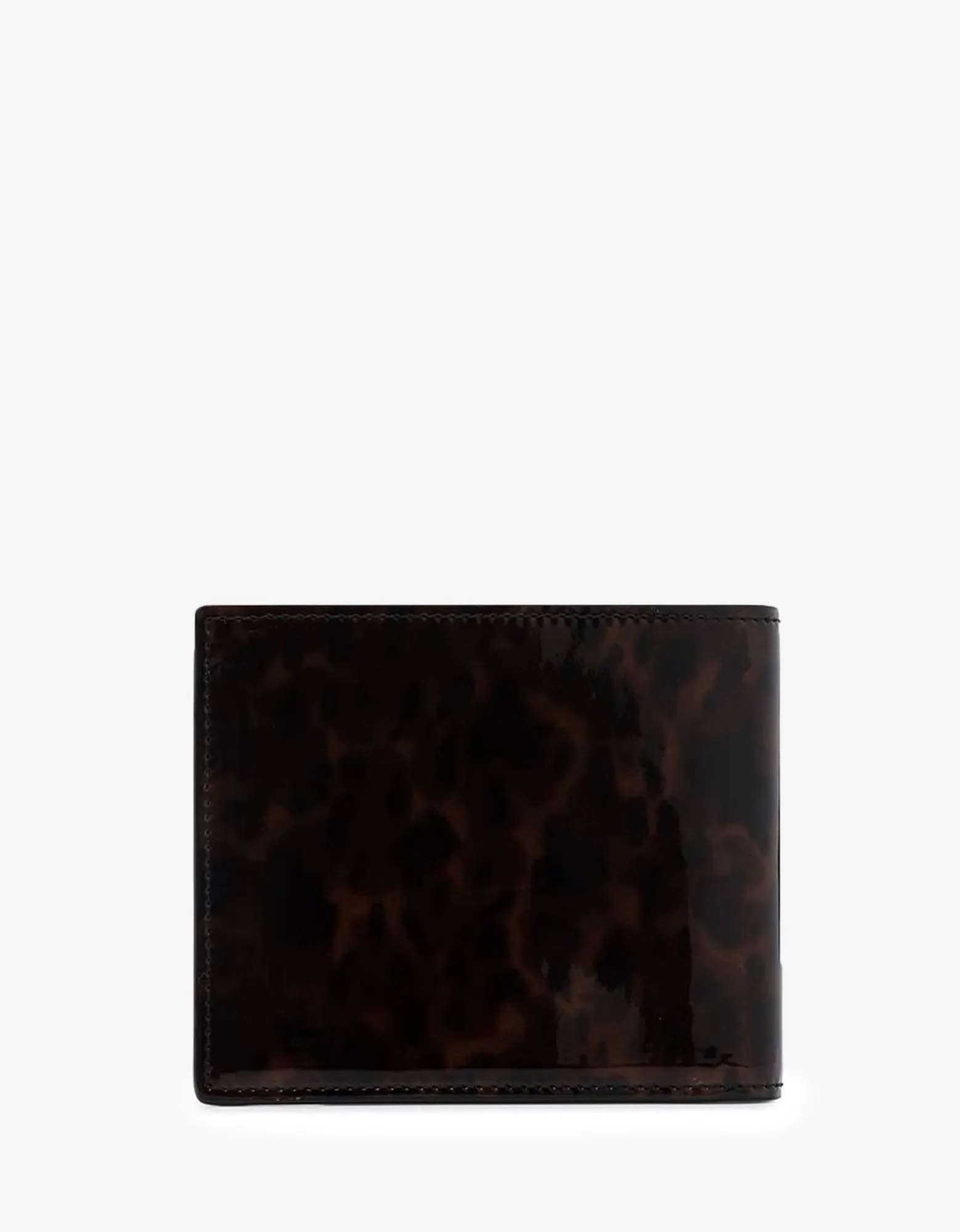 Tortoiseshell Print Patent Leather Billfold Wallet