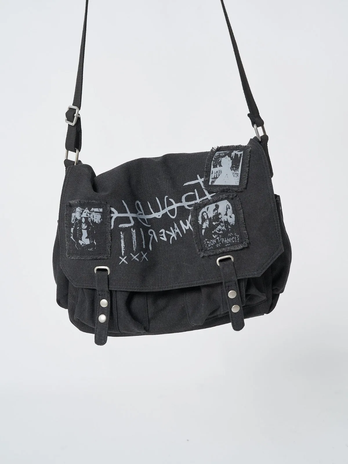 Troublemaker Black Canvas Messenger Bag