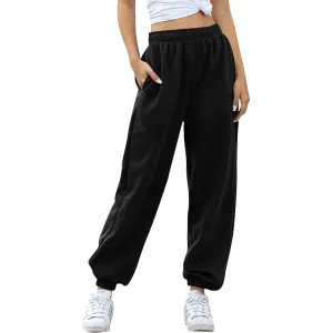 Women's Cinch Bottom Sweatpants Pockets High Waist Sporty